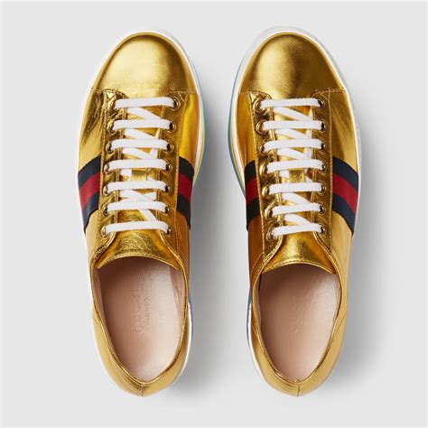 gold gucci sneakers women's|gold gucci heels.